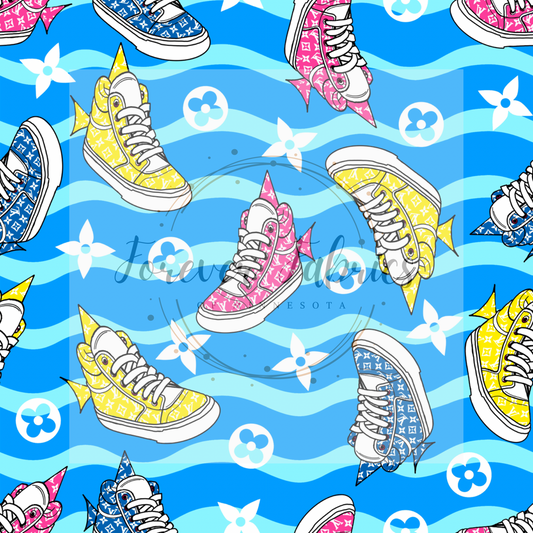 Boujee Baby Shark Shoes . (BH/ 24)| Preorder | Fabric By The Yard