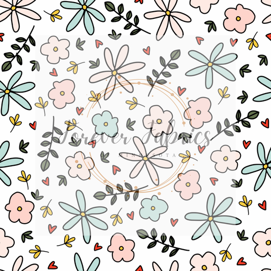 Flower Doodle    .   . .  (BH/ 23). | Preorder | Fabric By The Yard