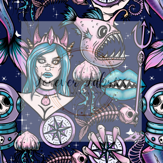 Siren   Blue . (BH/ 23) | Preorder | Fabric By The Yard