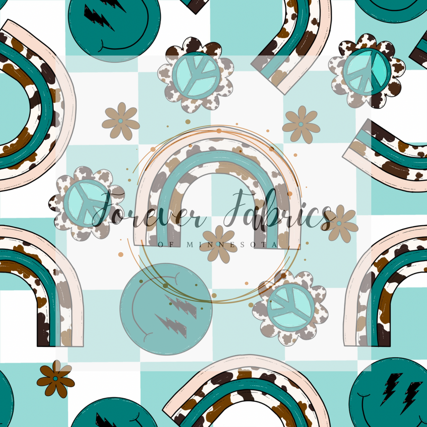 Cow Rainbow Check  .  . . . .   . .  (BH/ 23). | Preorder | Fabric By The Yard