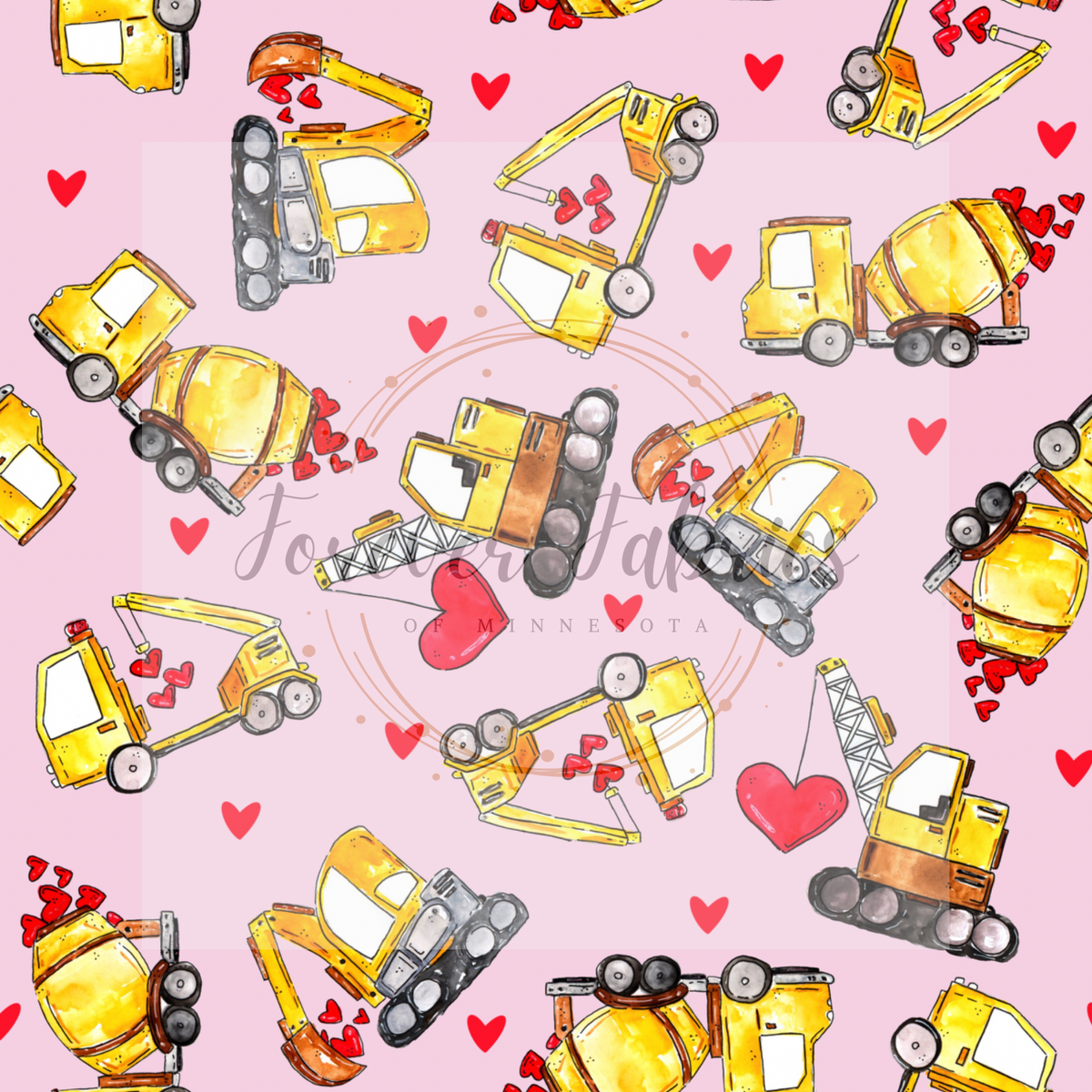 Pink Construction Trucks  | Preorder| By The Yard