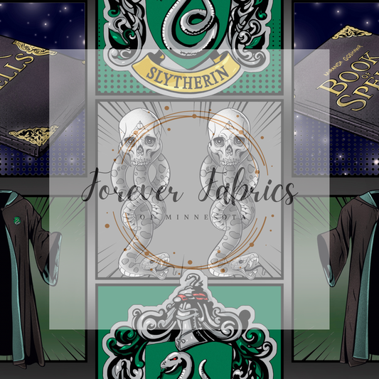 Slytherin Comic .  . . . .   . .  (BH/ 23). | Preorder | Fabric By The Yard