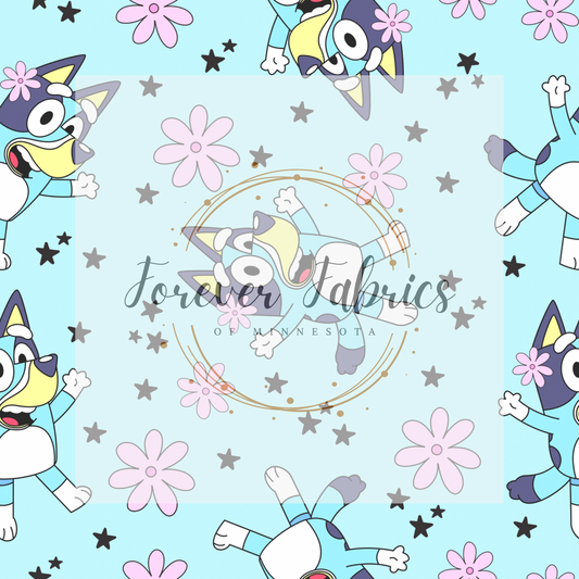 Blue Dog Flower .  . . . .   . .  (BH/ 23). | Preorder | Fabric By The Yard