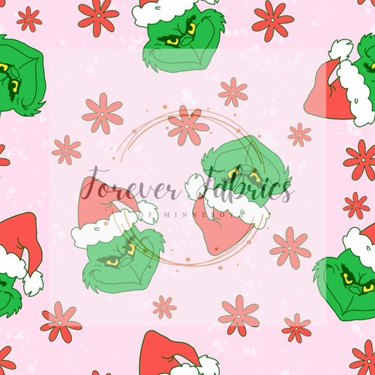 Pink Grinch . . (BH/ 23). | Preorder | Fabric By The Yard