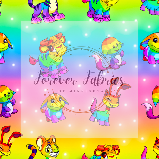 Neopets  Rainbow          .  . . . .   . .  (BH/ 23). | Preorder | Fabric By The Yard