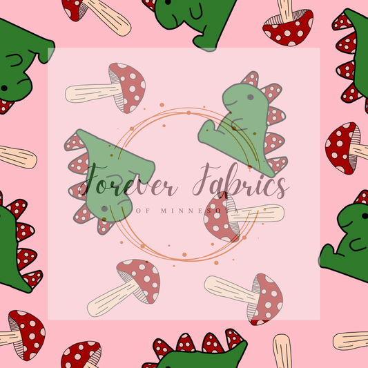 Pink Dino Mushie . . . (BH/ 24)| Preorder | Fabric By The Yard