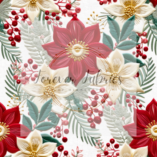 Christmas Embroidery .  (BH/ 23). | Preorder | Fabric By The Yard