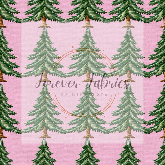 Pink Christmas Trees    . .  (BH/ 23). | Preorder | Fabric By The Yard