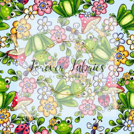 Frogs Blue   . . (BH/ 23). | Preorder | Fabric By The Yard