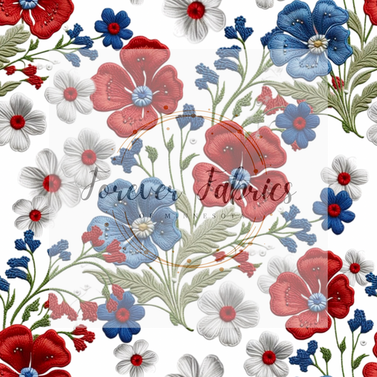 RWB Flowers 2 . (BH/ 23). | Preorder | Fabric By The Yard