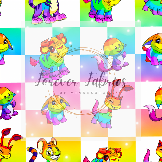 Neopets Rainbow Check            .  . . . .   . .  (BH/ 23). | Preorder | Fabric By The Yard