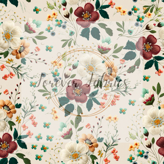 Floral Cream Background  (BH/ 23). | Preorder | Fabric By The Yard
