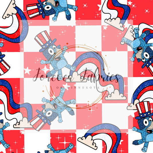 FOJ Blue Dog Red . (BH/ 24)| Preorder | Fabric By The Yard