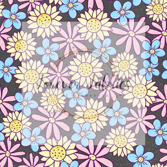Spring Floral Gray  .   . . . . (BH/ 24)| Preorder | Fabric By The Yard