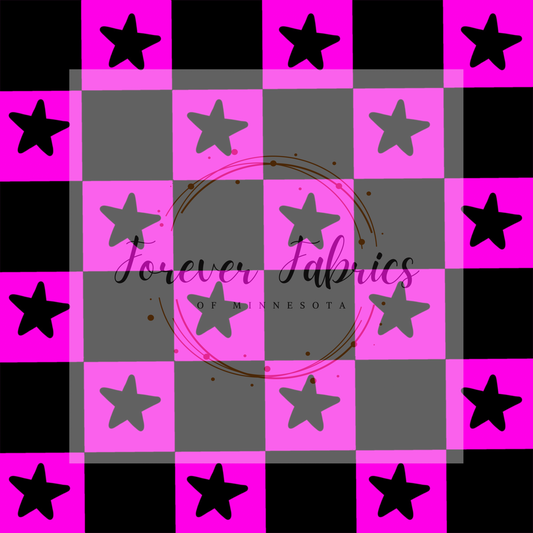 Neon Pink Stars    . (BH/ 23) | Preorder | Fabric By The Yard