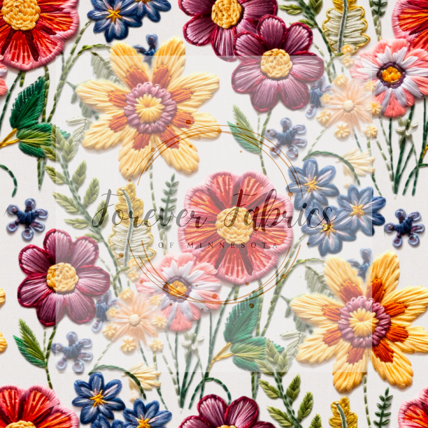 Wildflowers Embroidery . (BH/ 23). | Preorder | Fabric By The Yard