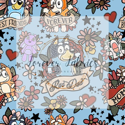 Blue Dog tattoo Blue .  . . . .   . .  (BH/ 23). | Preorder | Fabric By The Yard