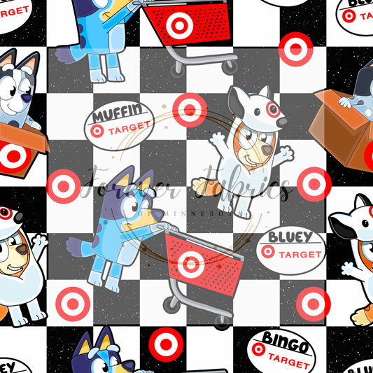 Blue Dog Shopping Black    (BH 4/24)| Preorder | Fabric By The Yard