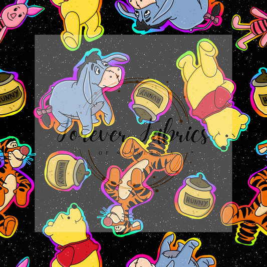 Neon Bear & Friends    (BH/ 24)| Preorder | Fabric By The Yard
