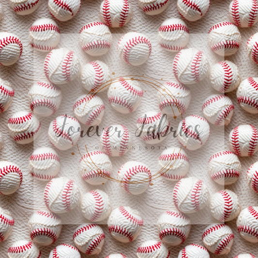 Baseballs Embroidered  . . . (BH/ 24)| Preorder | Fabric By The Yard