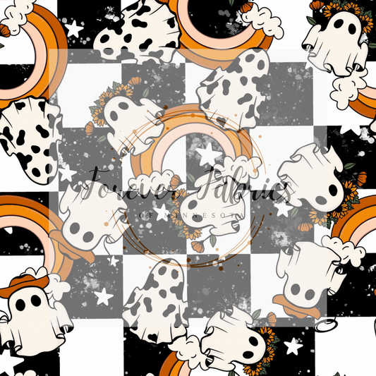 Cowboy Ghosts Black Check .    .    . (BH/ 22) | Preorder | Fabric By The Yard