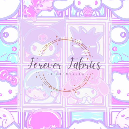 Purple Pastel Sanrio Board    . . . . (BH/ 24)| Preorder | Fabric By The Yard