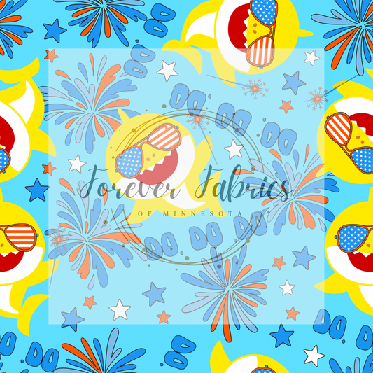 Baby Shark 4th.  . . . . (BH/ 24)| Preorder | Fabric By The Yard
