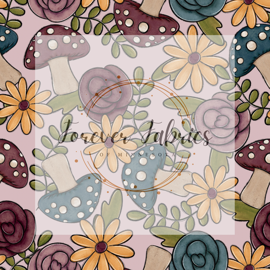 Mushrooms Maroon . .   . .  (BH/ 23). | Preorder | Fabric By The Yard