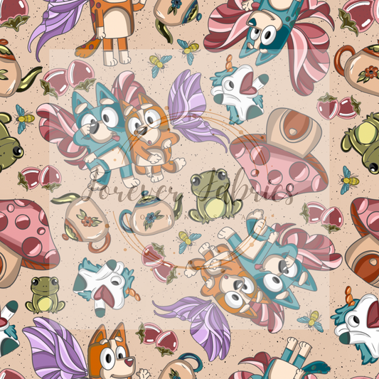Blue Dog Cottage Tan.  . (BH/ 24)| Preorder | Fabric By The Yard