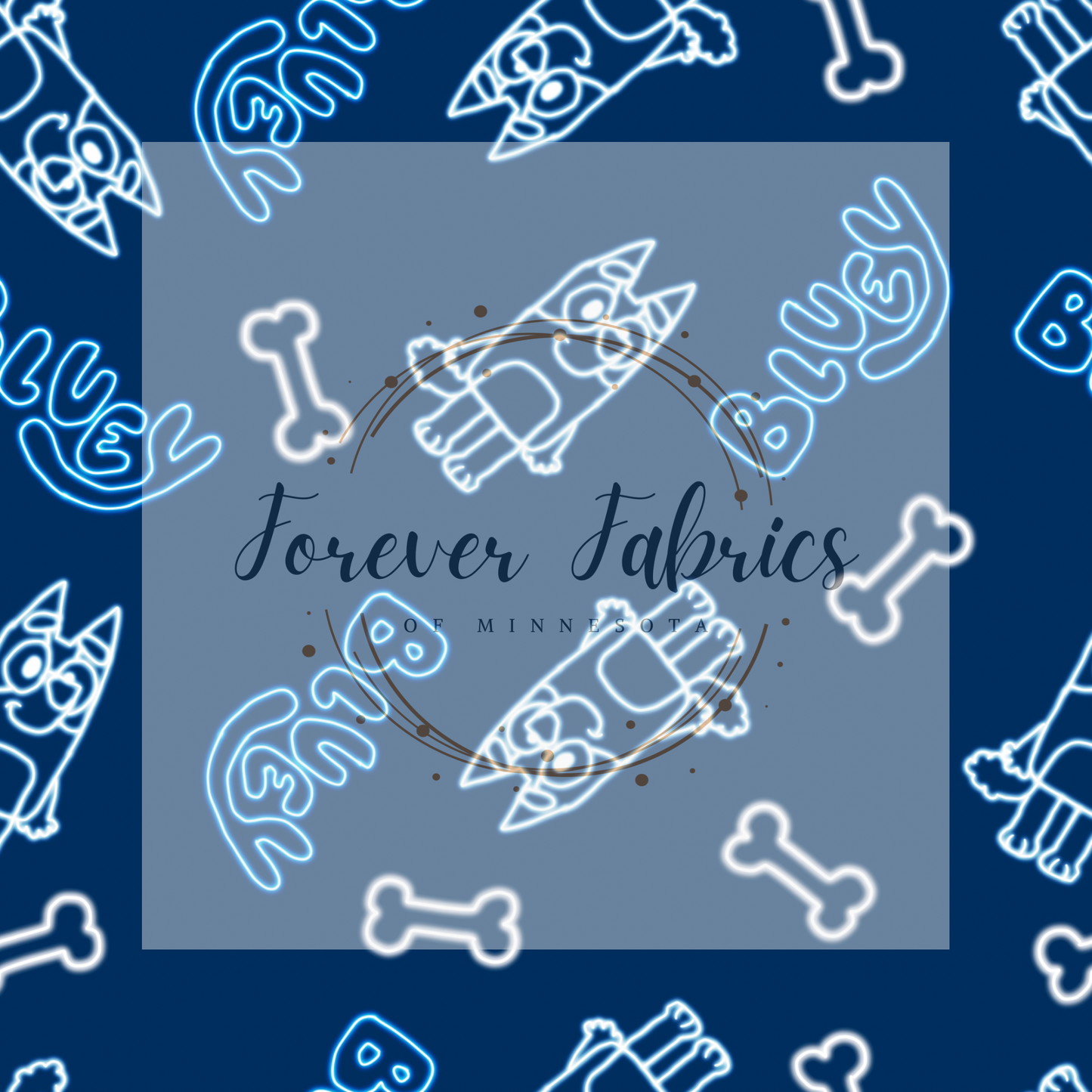 Blue Dog  Neon Dark Blue    . (BH/ 22) | Preorder | Fabric By The Yard