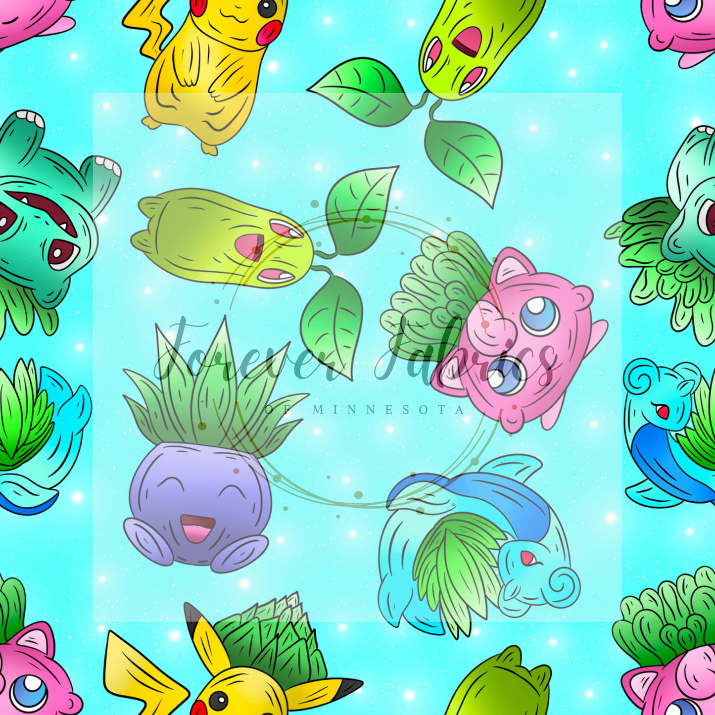 Pokemon Succulents (BH/ 24)| Preorder | Fabric By The Yard