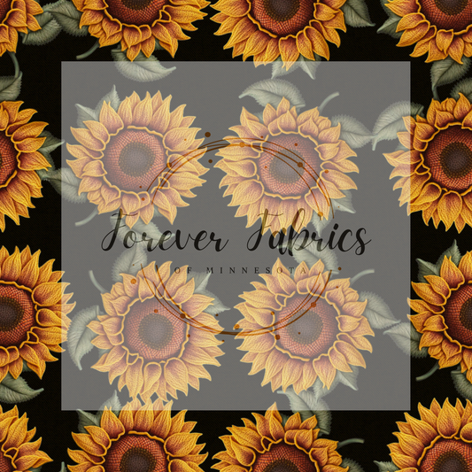 Black Sunflowers  . .  (BH/ 23). | Preorder | Fabric By The Yard