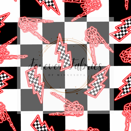 Red Bolts & Hands      . (BH/ 23) | Preorder | Fabric By The Yard