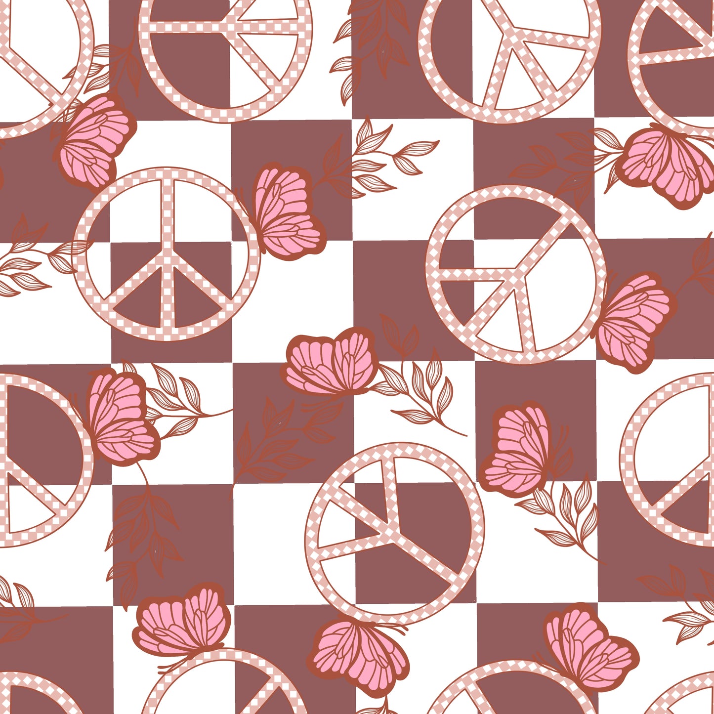 Peace Butterfly Check  .  . (BH/ 23) | Preorder | Fabric By The Yard