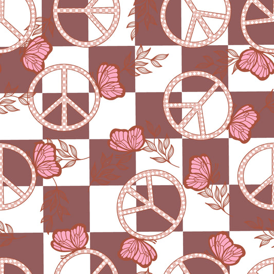 Peace Butterfly Check  .  . (BH/ 23) | Preorder | Fabric By The Yard