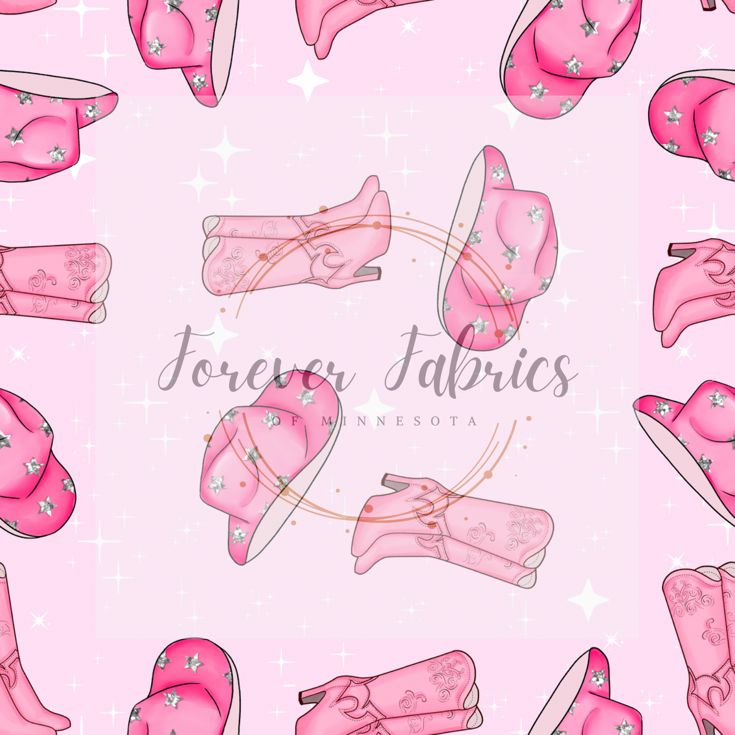 Pink Hats & Boots  (BH/ 23) | Preorder | Fabric By The Yard