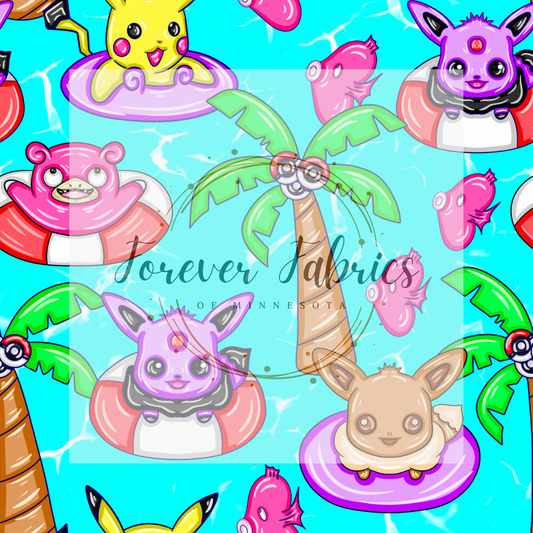Pokemon Summer . . . . (BH/ 24)| Preorder | Fabric By The Yard