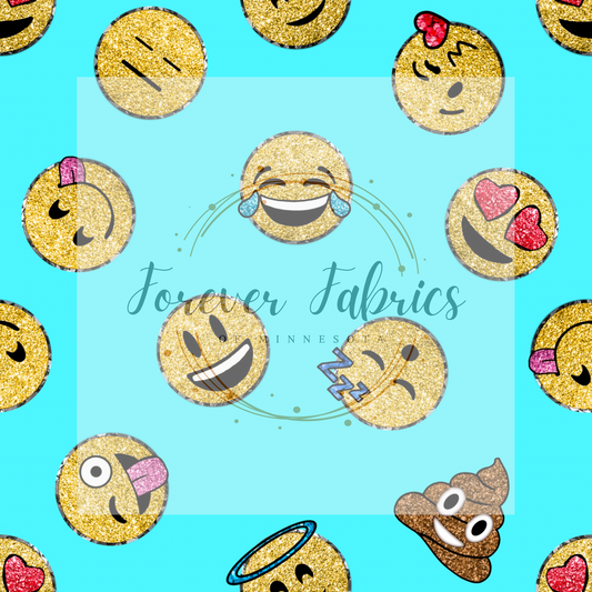 Emoji Blue  . . (BH/ 22) | Preorder | Fabric By The Yard