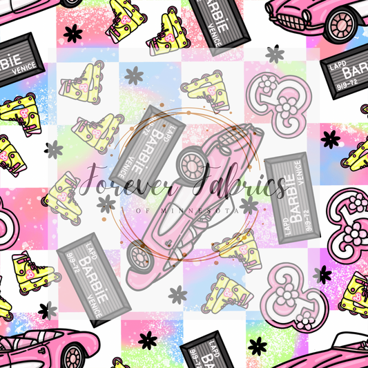 Pink Doll Venice Check     . (BH/ 23). | Preorder | Fabric By The Yard