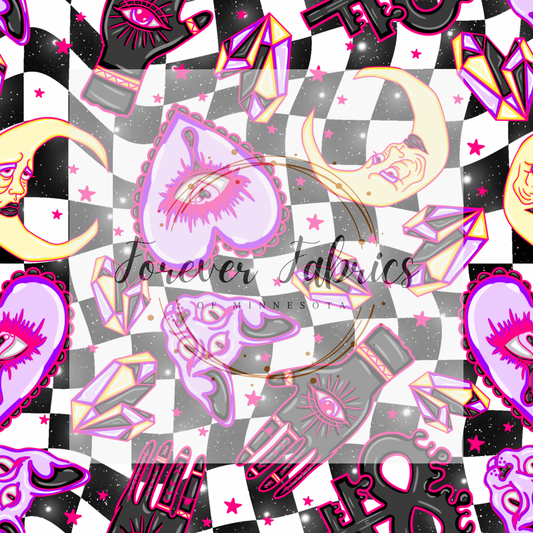Witchy Black Checkered . . . . (BH/ 24)| Preorder | Fabric By The Yard
