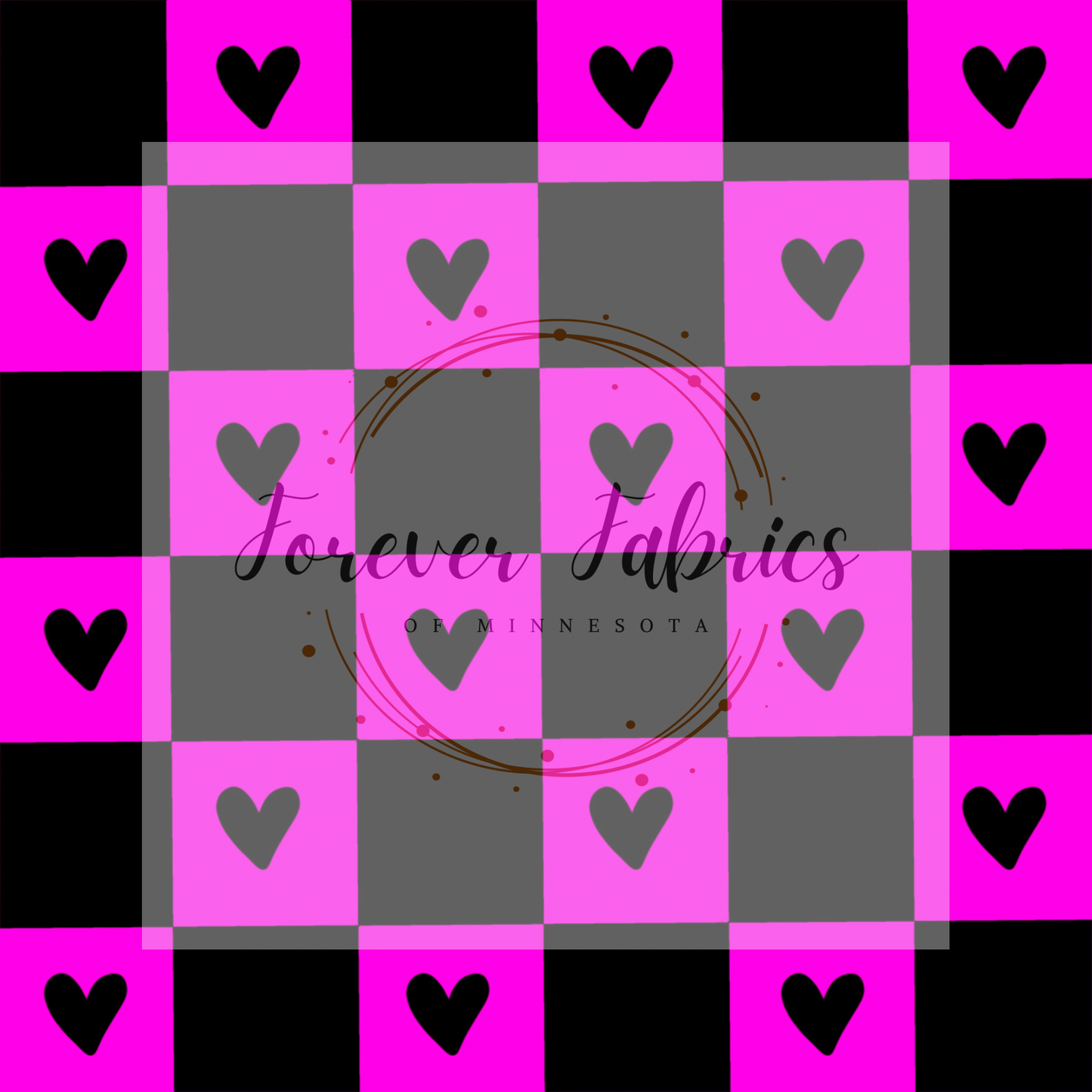 Pink  Check Hearts        . (BH/ 23) | Preorder | Fabric By The Yard