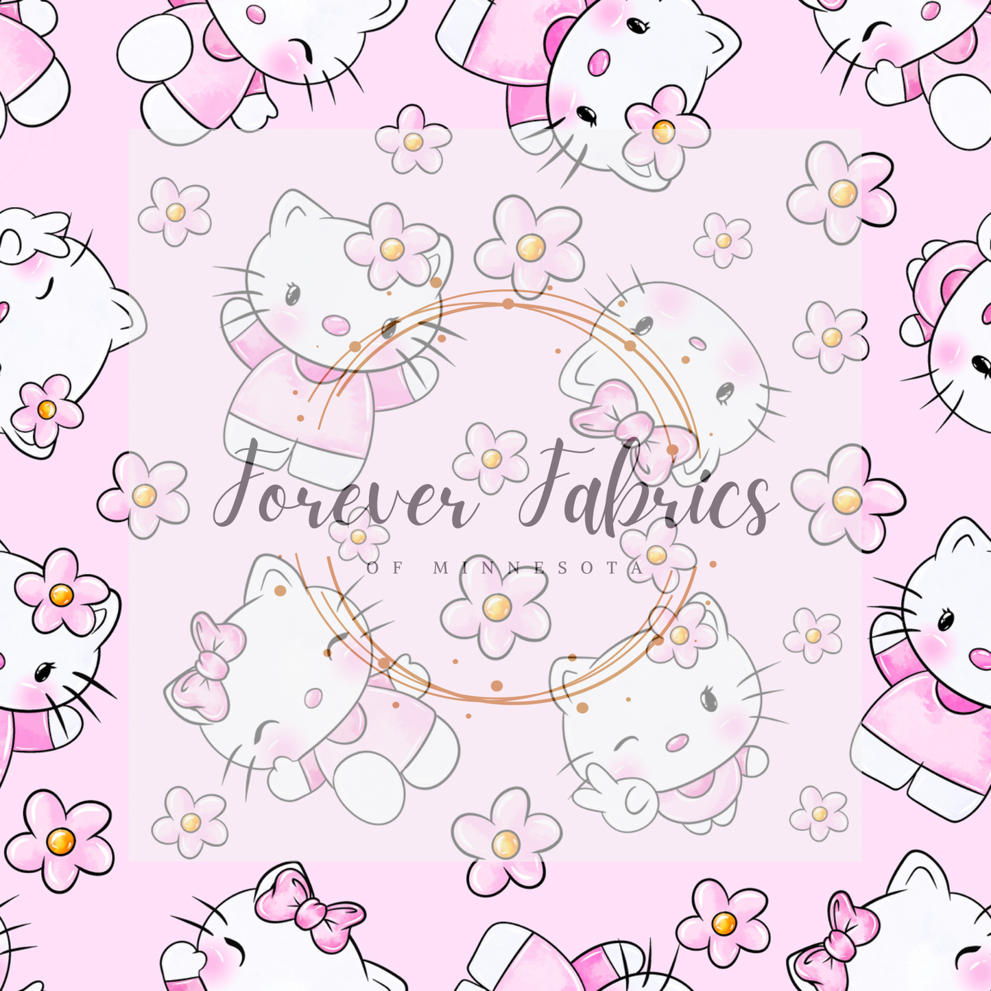 Pink Kitty 4      . (BH/ 23). | Preorder | Fabric By The Yard