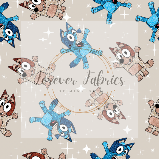 Blue Dog Tan Sparkle  . (BH/ 22) | Preorder | Fabric By The Yard