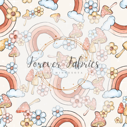 Rainbow  Mushie . (BH/ 23). | Preorder | Fabric By The Yard