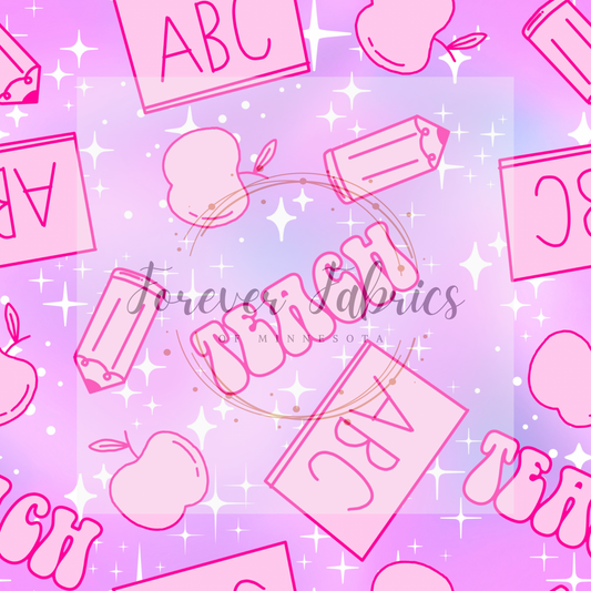 Teacher Pink & Purple  . (BH/ 23) | Preorder | Fabric By The Yard