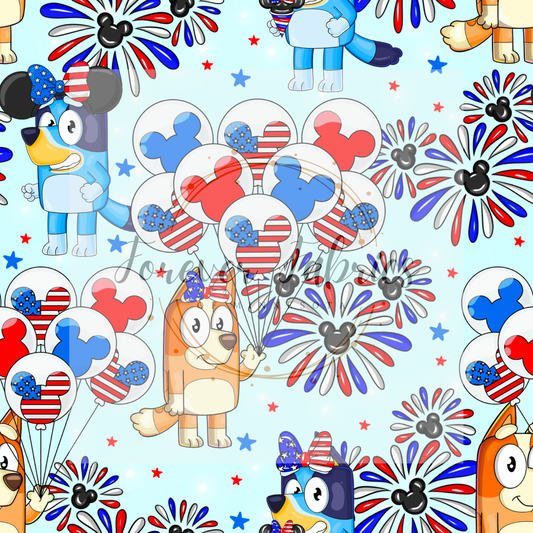 Blue Dog 4th Of July Party  (BH 4/24)| Preorder | Fabric By The Yard