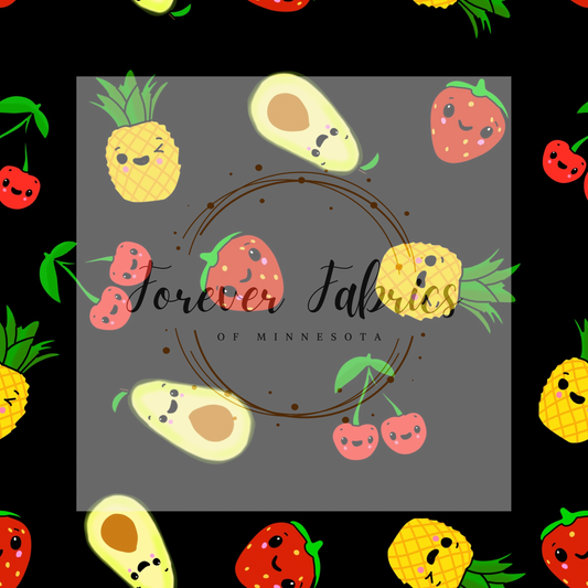 Hey Bear Fruit Black     . . (BH/ 22) | Preorder | Fabric By The Yard