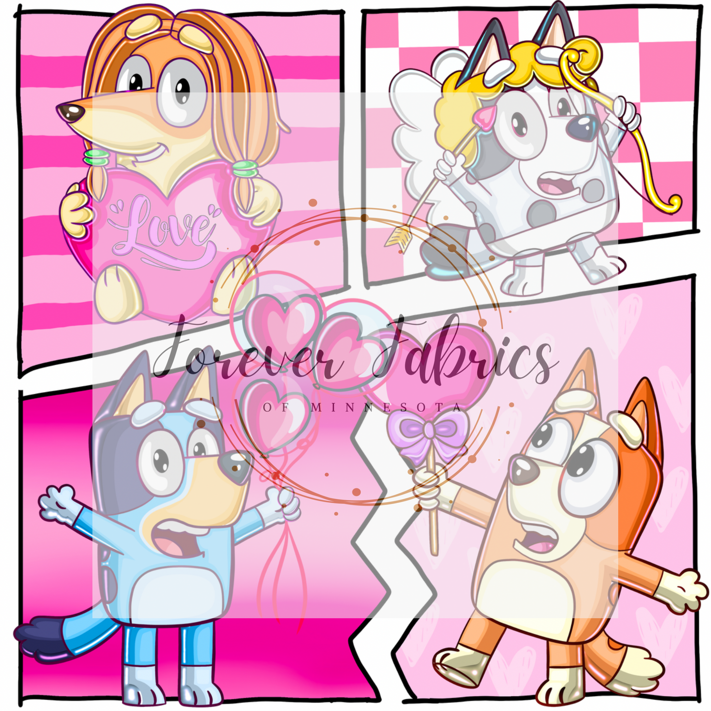 Blue Dog Valentine Comic .  . . . .   . .  (BH/ 23). | Preorder | Fabric By The Yard