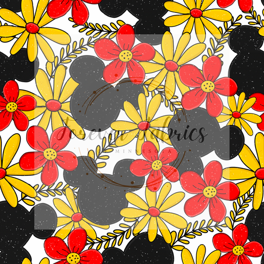 Mouse Floral white (BH/ 24)| Preorder | Fabric By The Yard