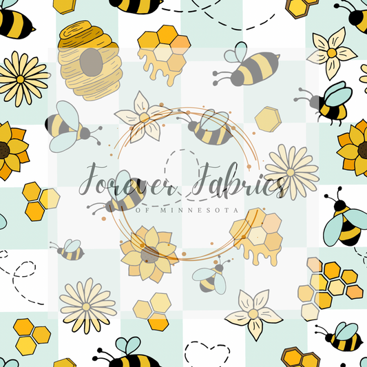 Bee Checkered  . . . (BH/ 23). | Preorder | Fabric By The Yard